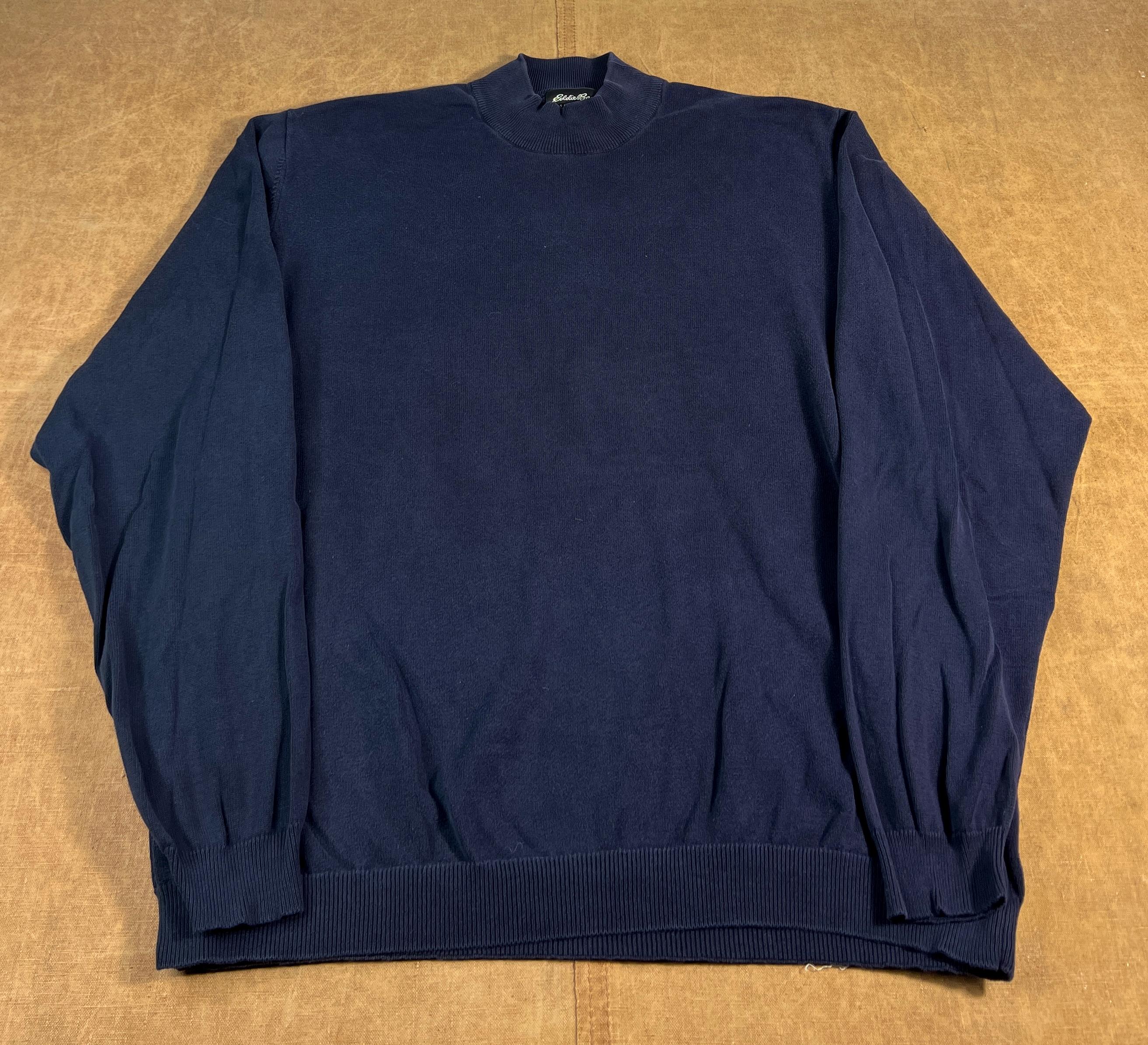 Vintage 90's Eddie Bauer Basic Blank 100% Cotton Material Navy