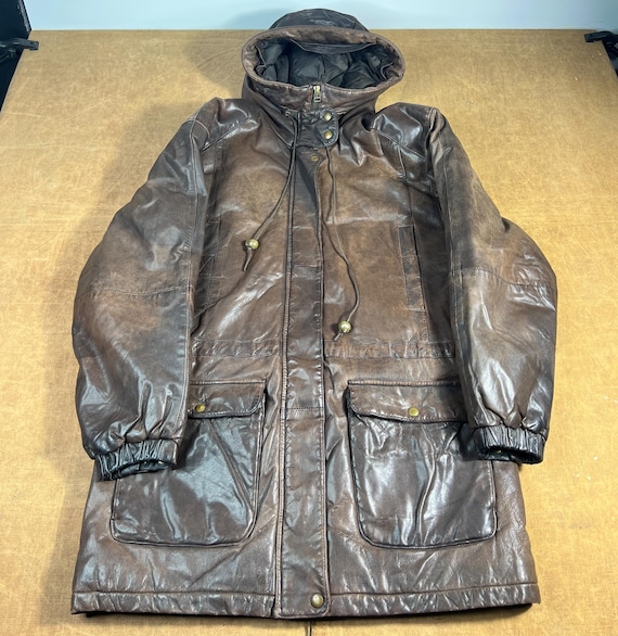 Vintage 80s Eddie Bauer Two Pocket Goose Down Leather Coyote Vintage 80s Eddie Bauer Two Pocket Goose Down Leather Coyote