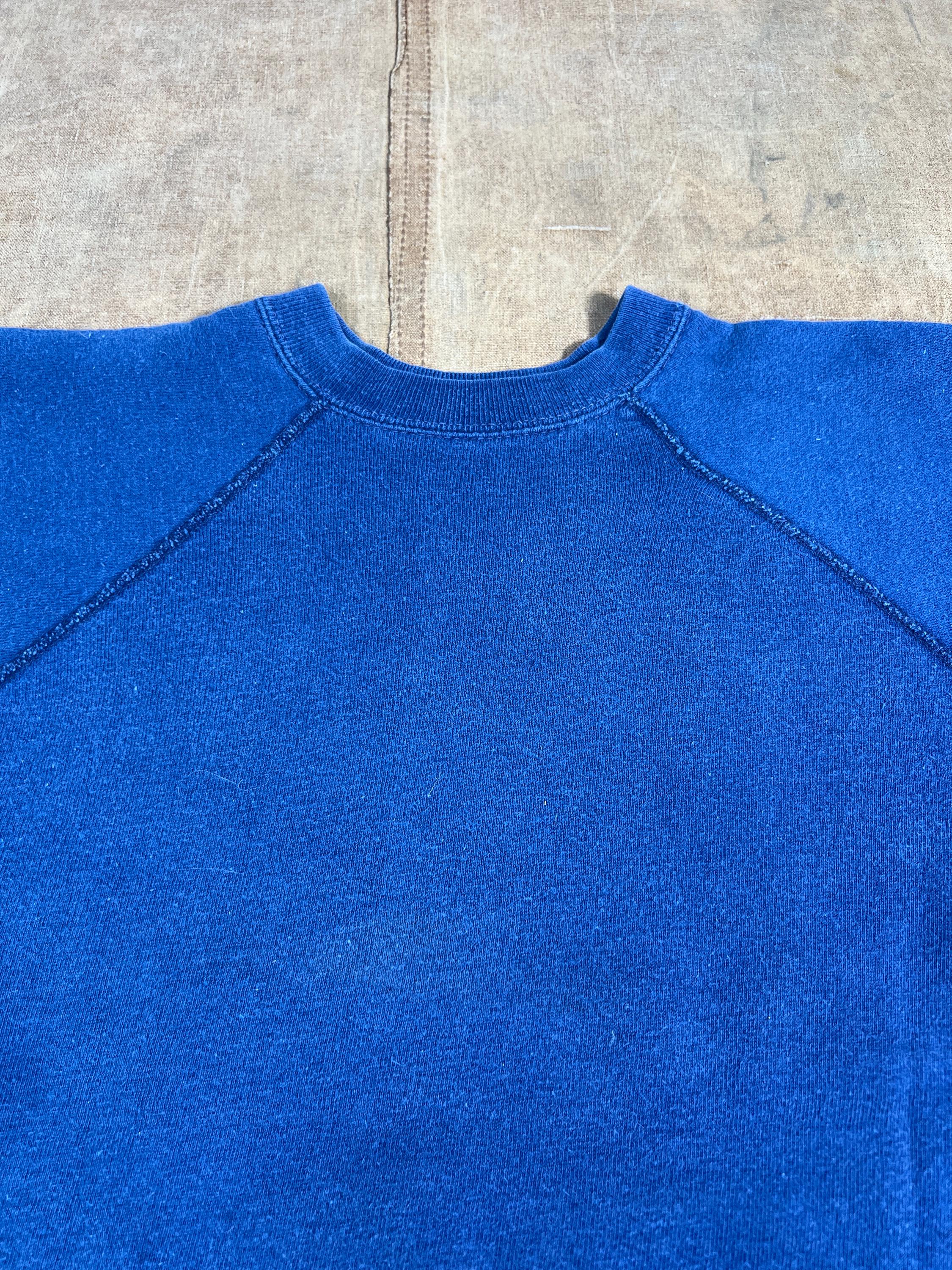 Vintage 60s Blue Sweat Raglan Made in USA Sportswear Athletic Blue 