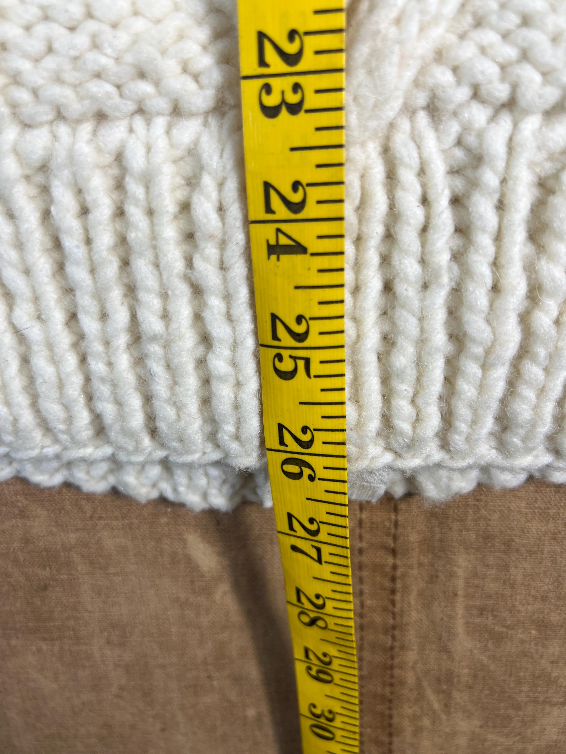 Vintage 80s Ecuador Two Pocket Chunky Cable Wool Cotton Material