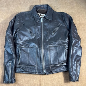 Vintage 70s Schott NYC Sportswear Four Pocket Leather Sherpa