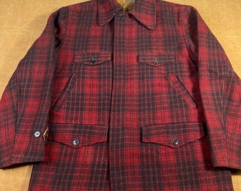 80s Era Eddie Bauer Wool Hunting Jacket Blue Plaid Size Medium