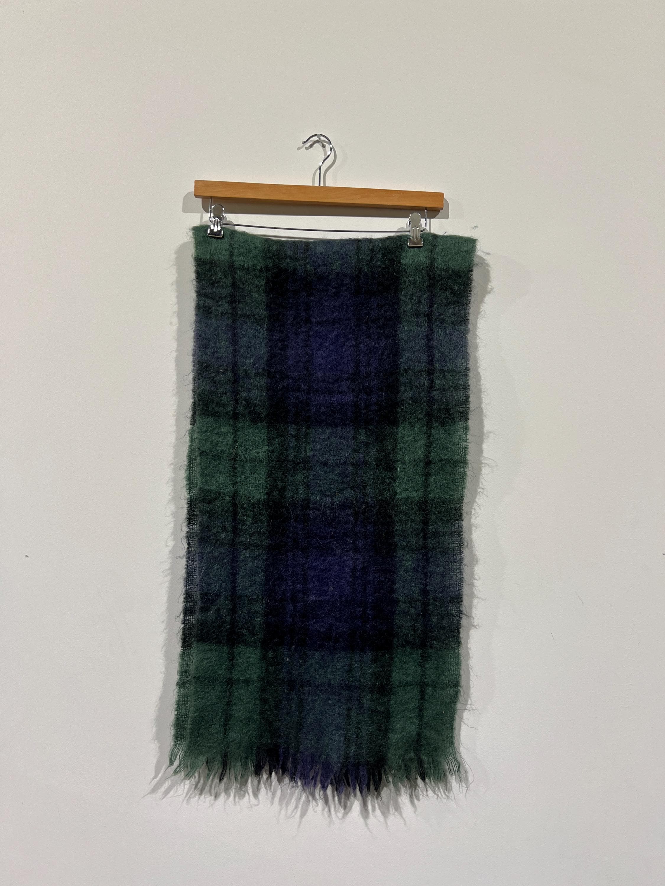 Vintage 60's St Michael Mohair Wool Shaggy Plaid Pattern Green