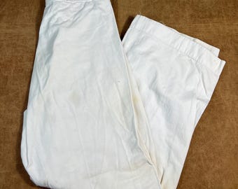 28 X 26 50s US Navy White Cotton Stamped Sailor's Pants Button Fly