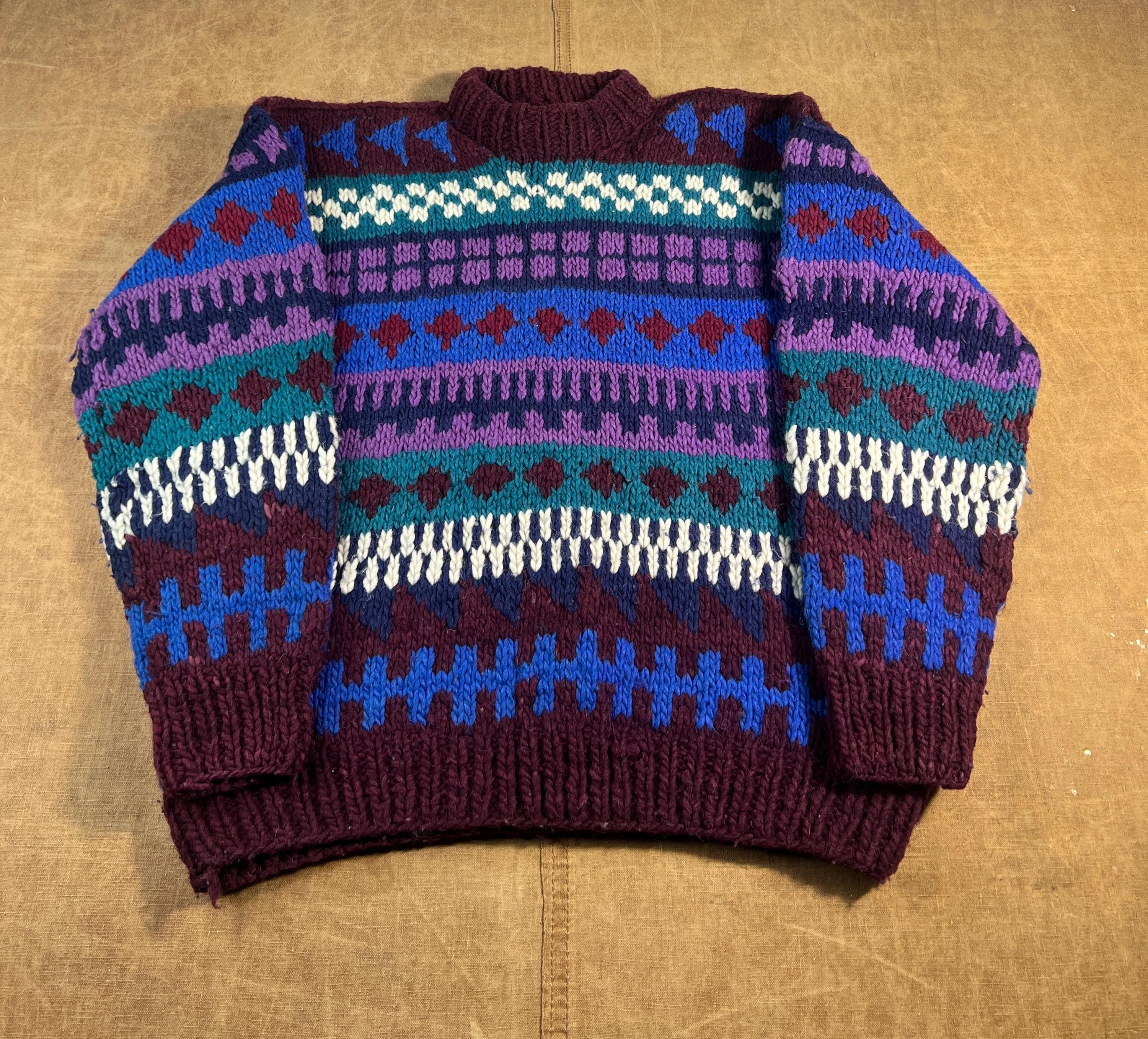 トップス Vintage 80s Hand Made Ecuador Knit 80s Ecuador Sweater - Etsy