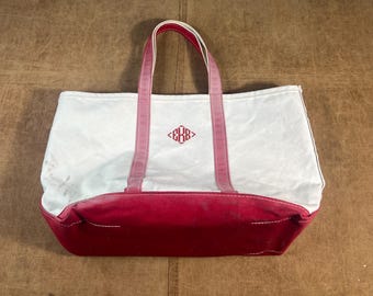 Vintage 90's LL Bean Boat and Tote Faded White Bag OSFA
