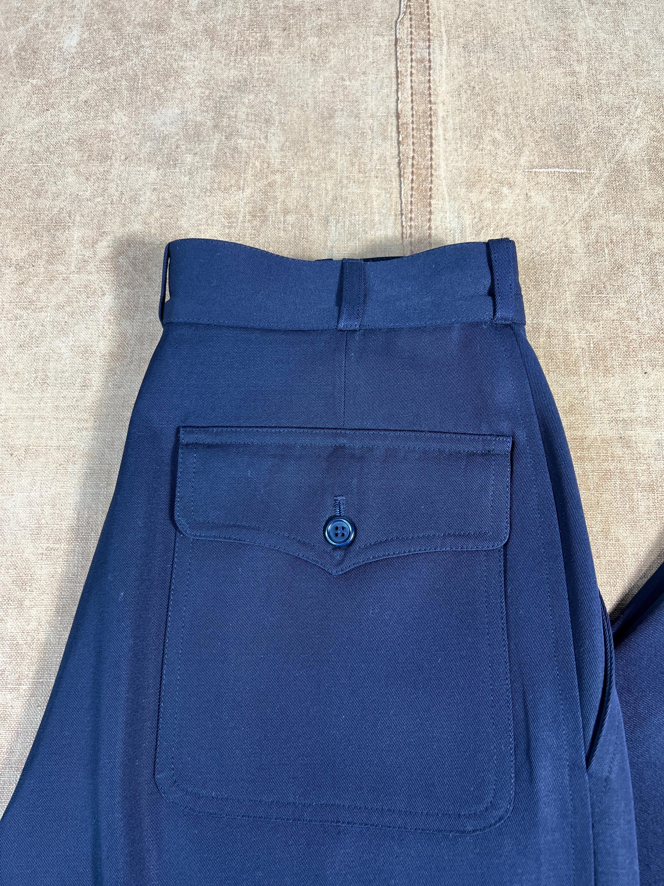 Vintage 60's Saint Laurent YSL Regular Fit Pleated Style Navy