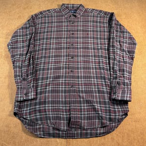 Vintage 90's Polo Ralph Lauren Blake Plaid Cotton Red Button Up Shirt Large