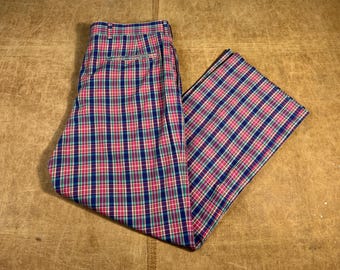 Vintage 60's Malone Regular Fit Plaid Pattern Pleated Style Talon