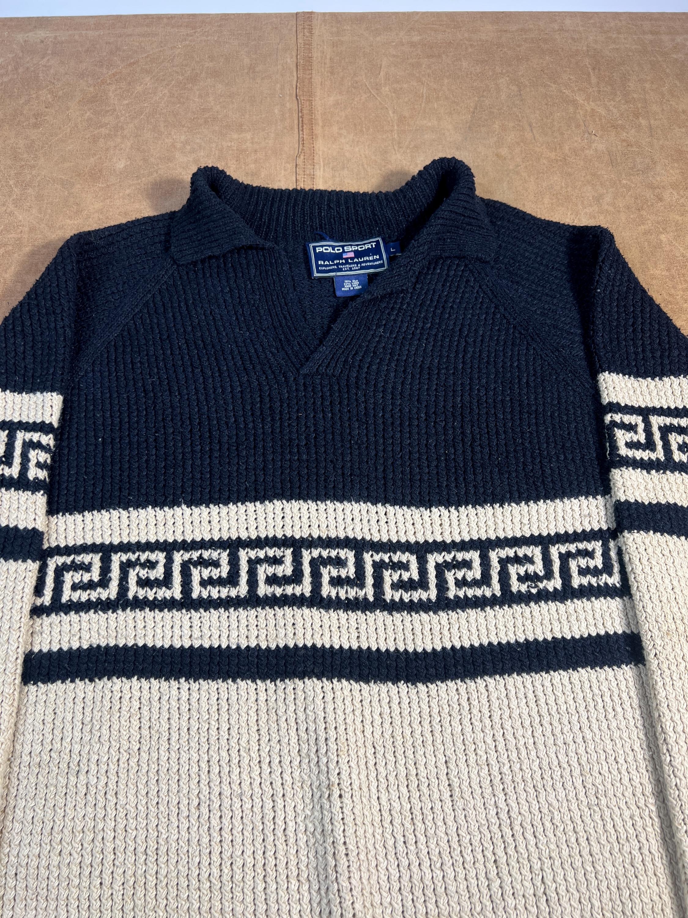 Vintage 90's Polo Ralph Lauren Polo Sport Abstract Pattern Ribbed
