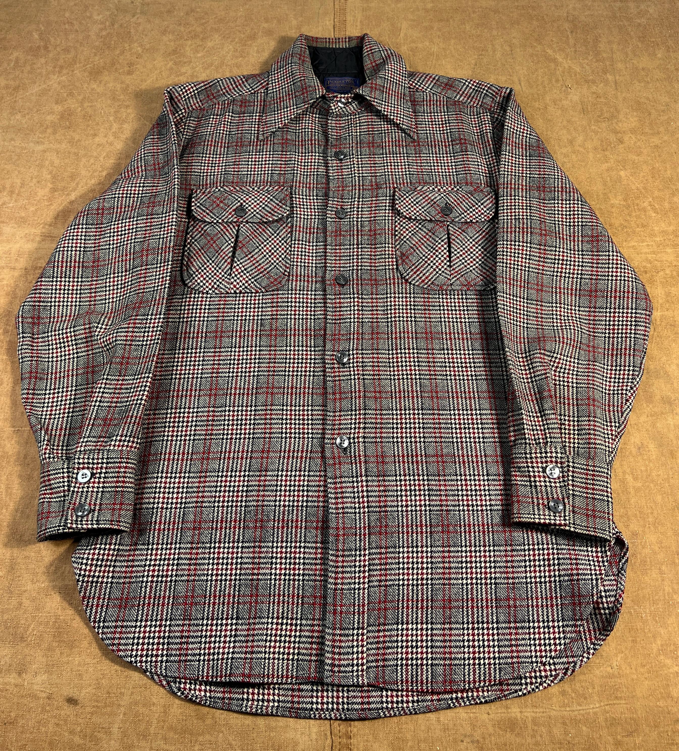 Vintage 60' 70's Pendleton Two Pocket Plaid Pattern Virgin Wool