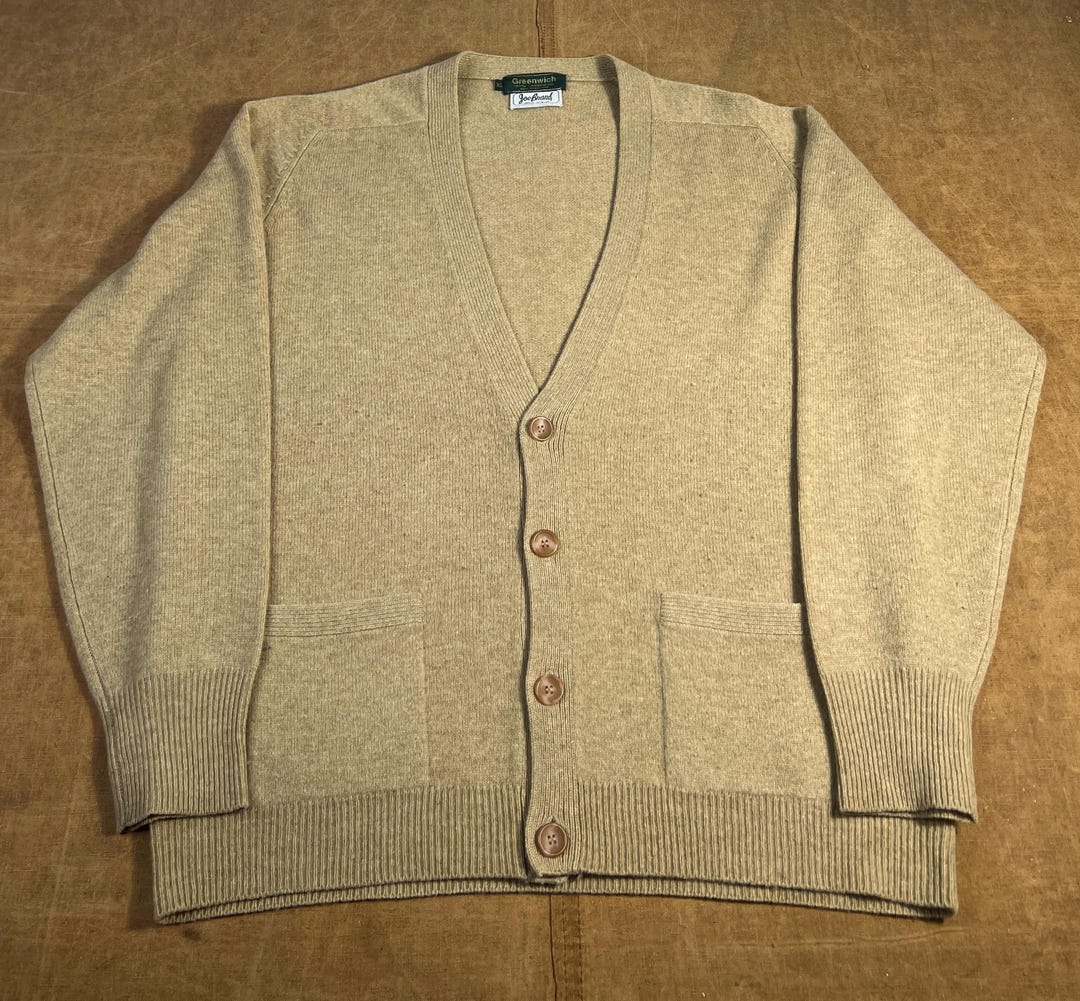 80s~90s MEN'S BIGI 縮絨 wool cardigan Vtg 90's COOGI Men's L Button Cardigan Sweater grey Knit Authentic