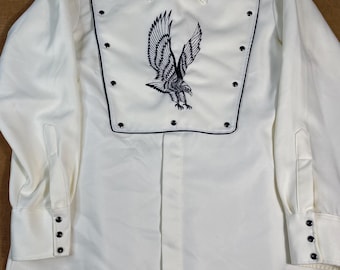 Vintage H Bar C Ranch Wear Western Shirt with Pearl Snaps and Eagle Embroidery