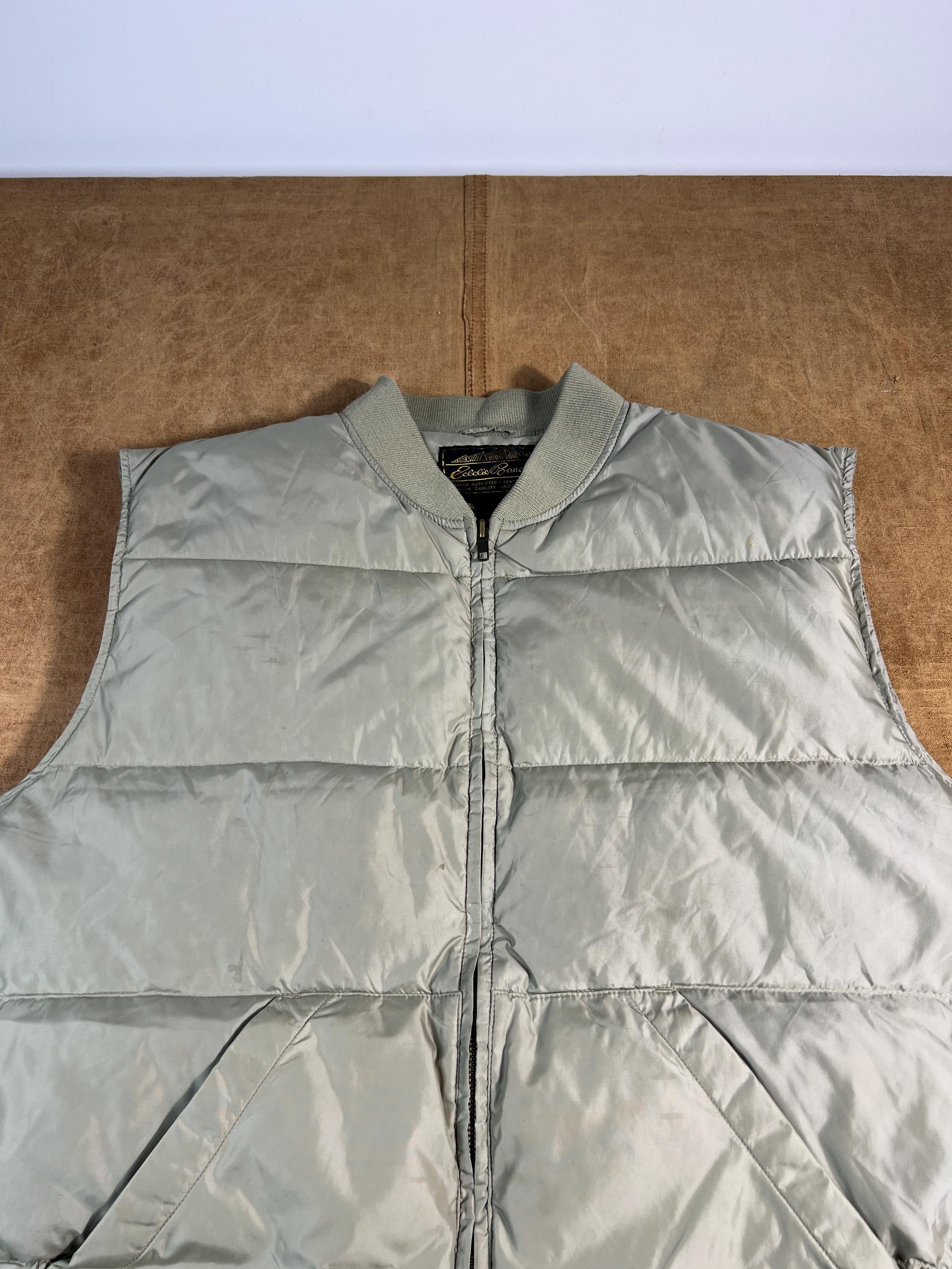 Vintage 80's Eddie Bauer Two Pocket Puffer Goose Down Grey Zip up