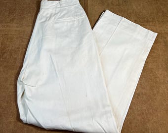 28 X 26 50s US Navy White Cotton Stamped Sailor's Pants Button Fly