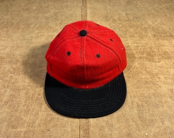 Vintage 50er 60er Deadstock Pro KM Cap Wolle Material Baseball Rot ausgestatteter Hut