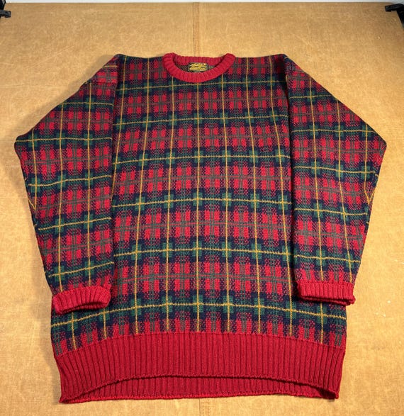 Vintage 90's Eddie Bauer Wool Material Geometric Square Pattern