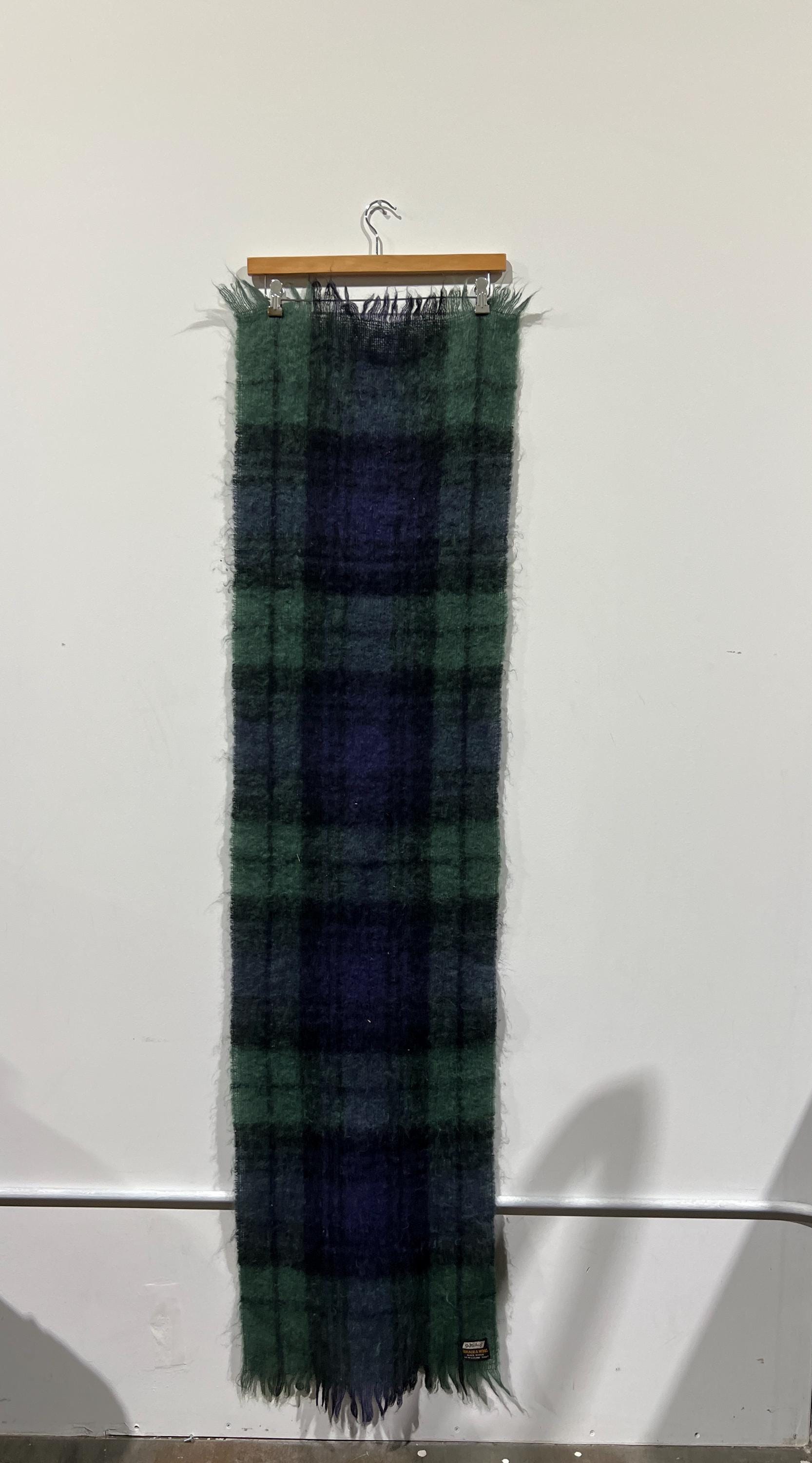 Vintage 60's St Michael Mohair Wool Shaggy Plaid Pattern Green