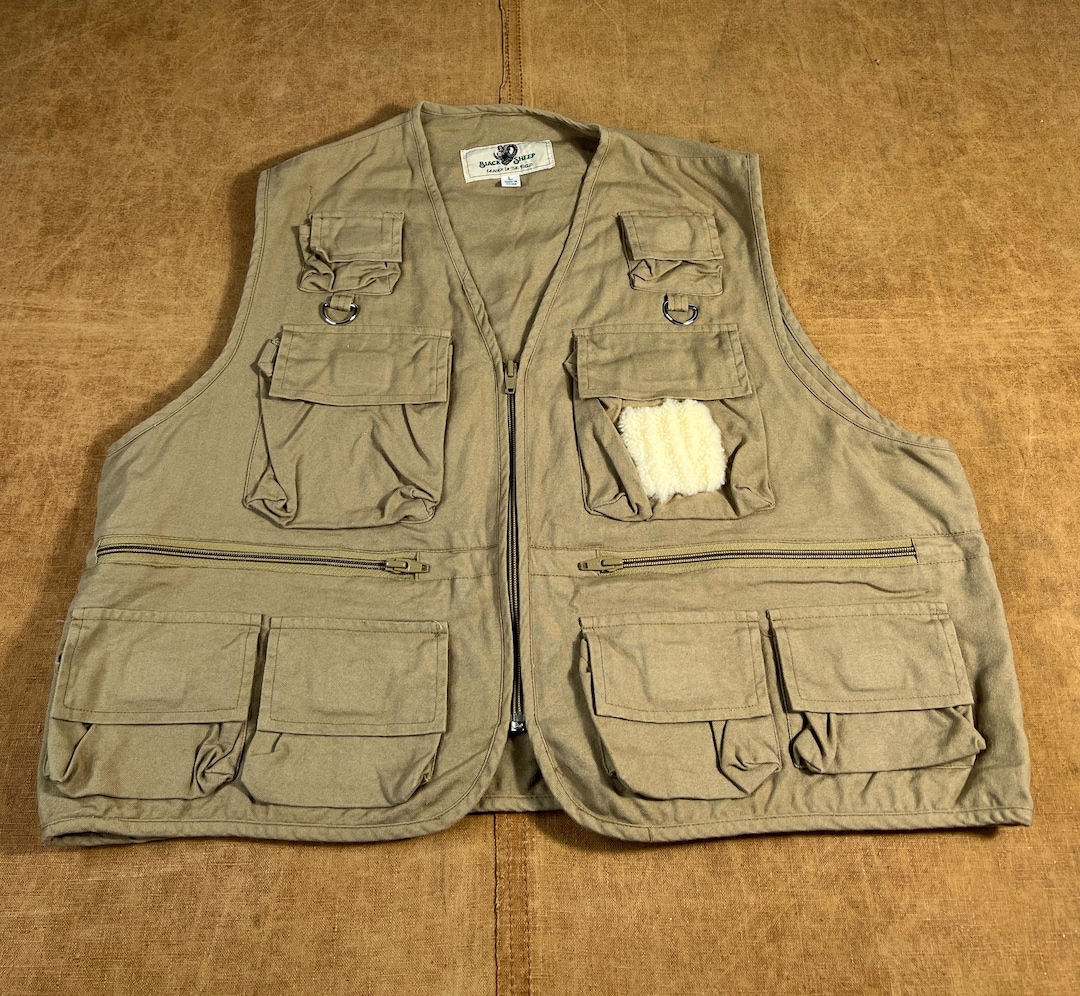 Vintage 70's 80's Black Sheep Hunting Fishing Multi Pocket