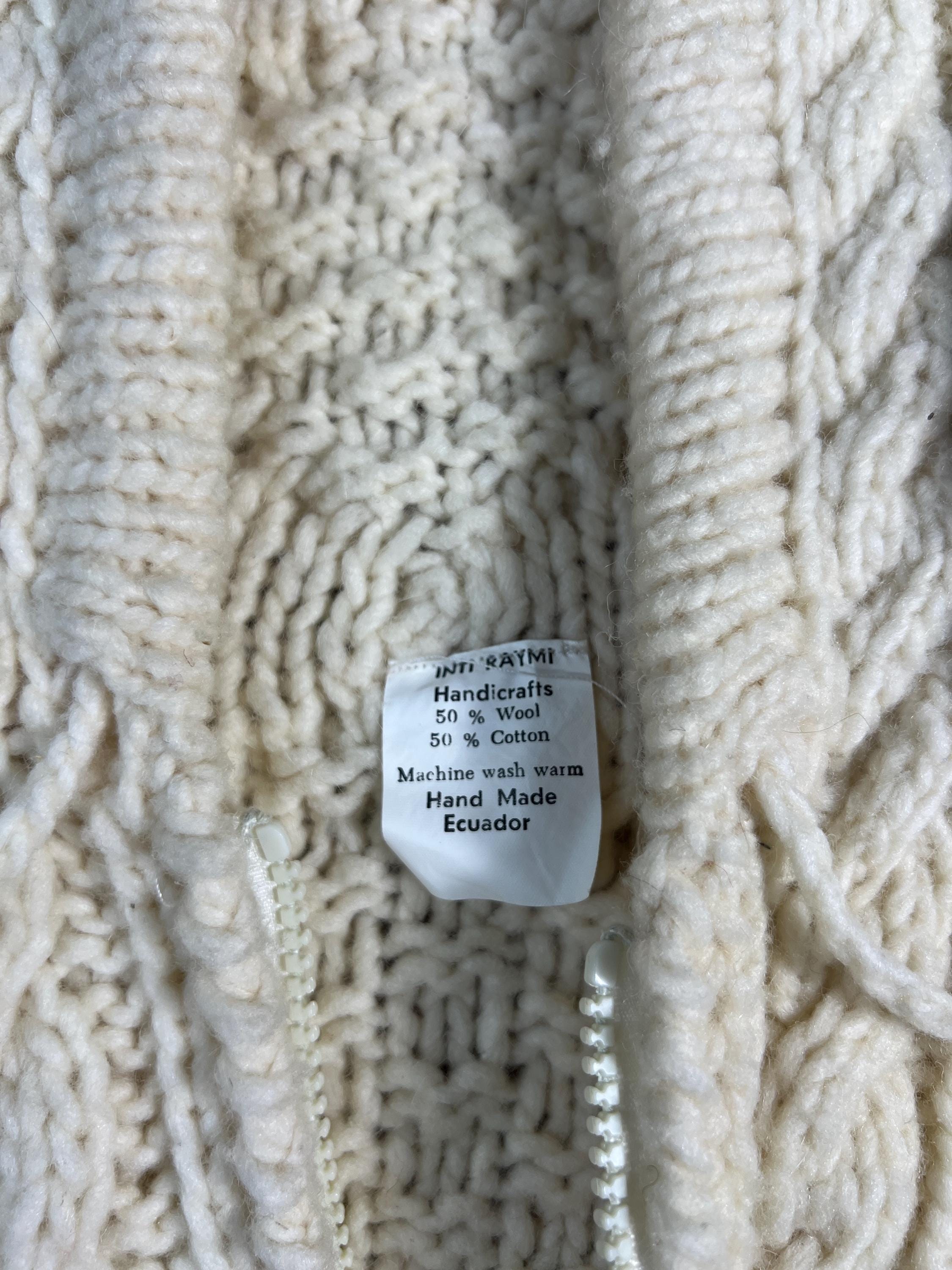 トップス 80s Ecuador knit Vintage 80s Ecuador Two Pocket Chunky Cable Wool Cotton Material