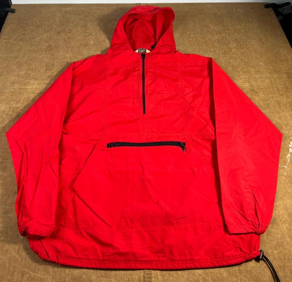 【80s】USA製L.L.Bean half zip anorak hoodie Vintage 80s LL Bean Anorak Half Zip up Outdoors Hiking Cinched