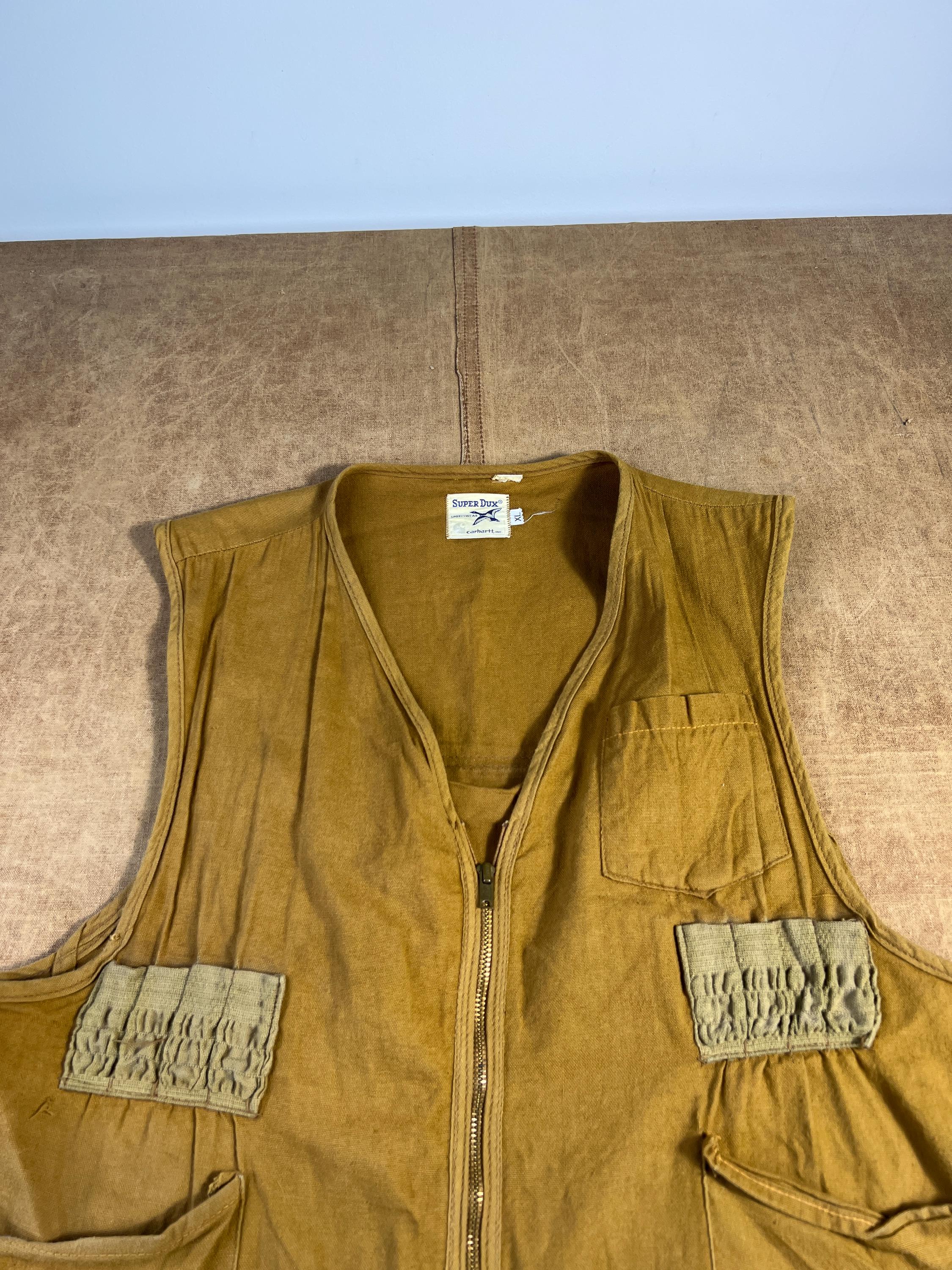 Vintage 60's Carhartt Super Dux Hunting Fishing Two Pocket Brown
