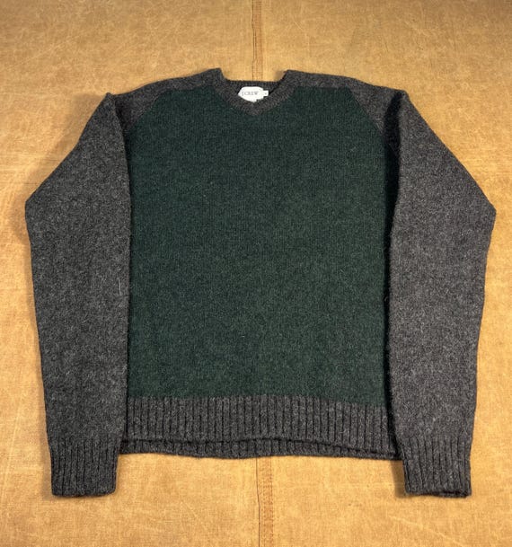 Vintage 80's 90's Shetland Wool J Crew Color Block V Neck Multi