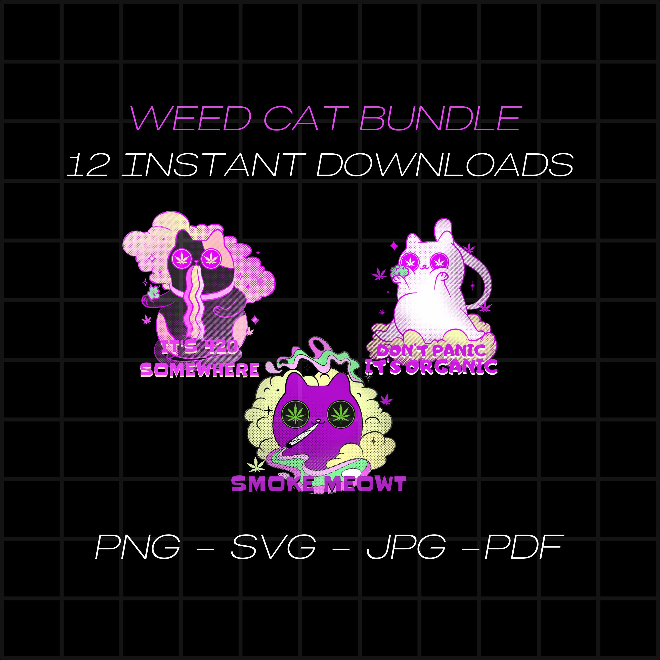 Weed Cat Bundle Weed Smoking Animal 420 Kitten PNG Cannabis Etsy