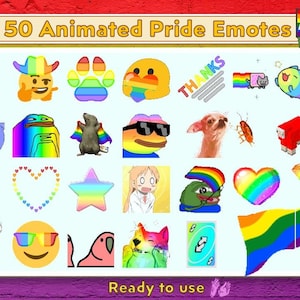 50 Animated Pride Emotes Pack for Twitch and Discord #1 | Twitch Emotes | Discord Emotes | Pride Emote for streamers and gamers | Emote pack