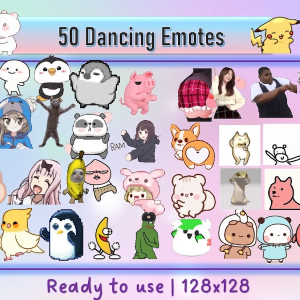 50 Animated Dance Emotes Pack for Twitch and Discord | Twitch Meme Emotes | Discord Emotes | Emotes for streamers and gamers | Emote pack