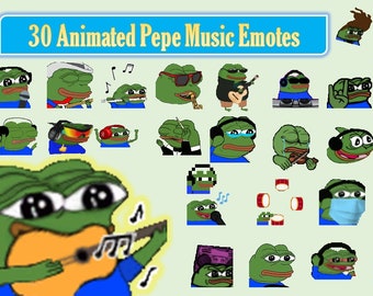 30 Animated pepe music emotes pack | Twitch Emotes | Discord Emotes | Dance emotes for streamers and gamers | Emote pack | peepo
