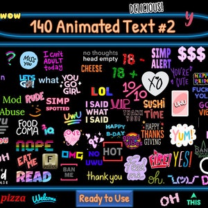 140 Animated Text Emotes Pack #2 | Twitch Meme Emotes | Discord Emotes | Emotes for streamers and gamers | Emote pack | Text emotes | Gif