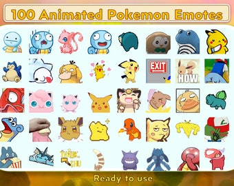 100 Animated Pokemon Emotes Pack for Twitch and Discord | Twitch Emotes | Discord Emotes | Funny | Cute | Twerk | Anime | Alerts | Streaming