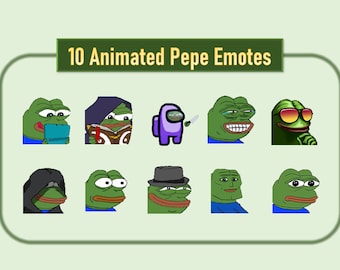 10 Animated Pepe Emotes Pack for Twitch and Discord #1 | Twitch Meme Emotes | Discord Emotes | Emotes for streamers and gamers | Emote pack