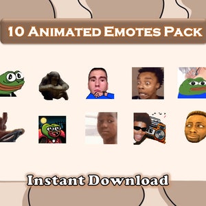 Pack de 10 emotes animés n°1 | Emotes Twitch Meme | Émoticônes Discord | Emotes pour streamers et gamers | Pack d'émoticônes | Mèmes | Émoticônes amusantes