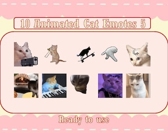 10 Popular Animated Cat Emotes Pack 5 | Chipi Chapa cat | Pizza cat | Tiktok cat | Twitch | Discord | Kick | Emotes for streamers and gamer