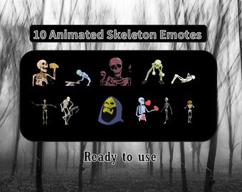 10 Animated skeleton emotes pack | Twitch Emotes | Discord Emotes | Horror emotes for streamers and gamers | Emote pack | spooky | grave