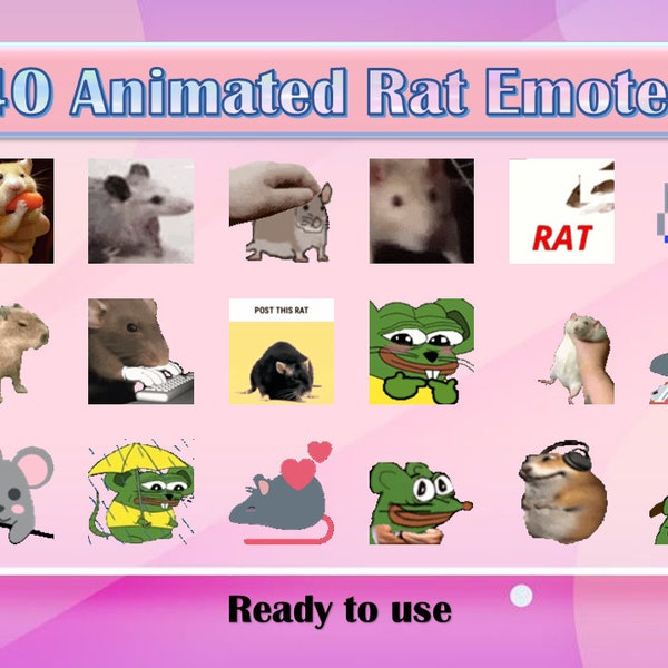 40 Animated rat emotes pack | Twitch Emotes | Discord Emotes | Rat emotes for streamers and gamers | Emote pack