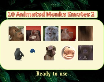 10 Animated Monke Emotes Pack pt. 2 | Twitch Meme Emotes | Discord Emotes | Emotes for streamers and gamers | Emote pack | Gorilla