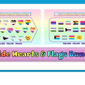 39 Pride Heart + Flag Emotes for Twitch and Discord | Twitch Emotes | Discord Emotes | Emotes for streamers and gamers | Emote pack | LBGTQ