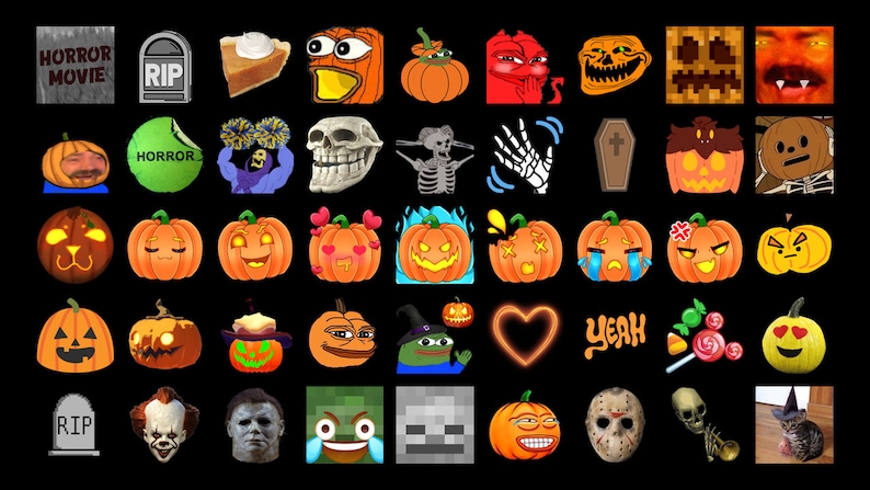 May include: A collection of Halloween-themed digital stickers featuring pumpkins, skeletons, ghosts, and other spooky imagery. The stickers are perfect for adding a festive touch to your digital projects.
