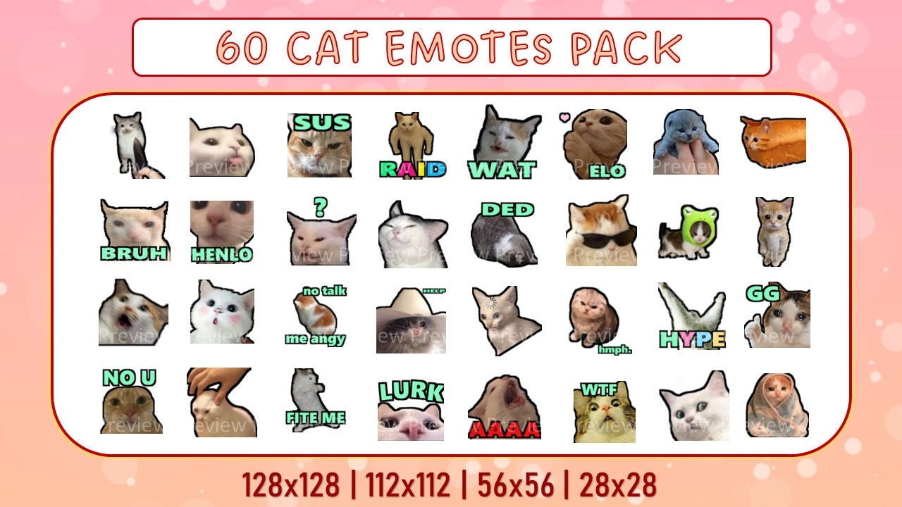 Discord Cat Emote / Emote Set Set of 3 Discord Emojis / Funny