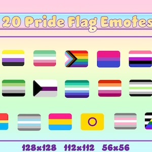 20 Pride Flag Emotes for Twitch and Discord | Twitch Emotes | Discord Emotes | Emotes for streamers and gamers | Emote pack | LBGTQ | Pride