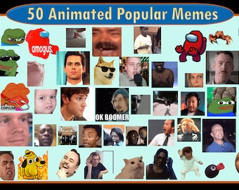 50 Animated Popular Meme Emotes Pack #1 | Twitch Meme Emotes | Discord Emotes | Emotes for streamers and gamers | Emote pack