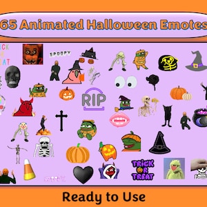 65 Animated Halloween Emotes for Twitch and Discord | Twitch Emotes | Discord Emotes | Emotes for streamers and gamers | Emote pack | Memes