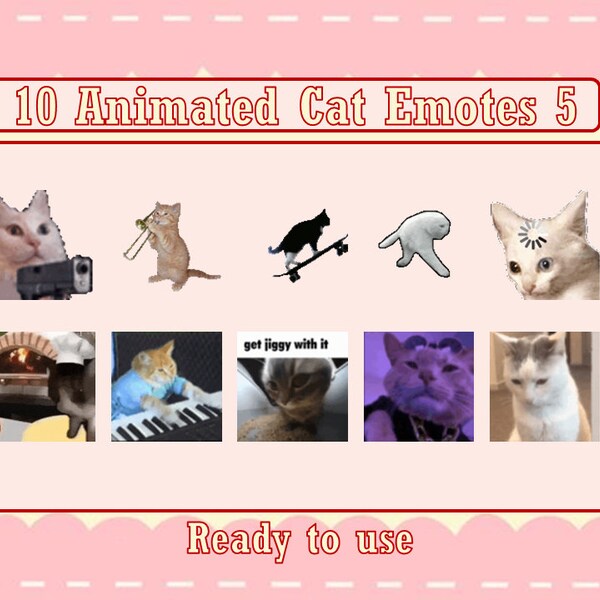 10 Popular Animated Cat Emotes Pack 5 | Chipi Chapa cat | Pizza cat | Tiktok cat | Twitch | Discord | Kick | Emotes for streamers and gamer