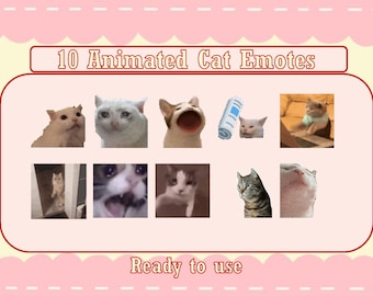10 Popular Animated Cat Emotes Pack | Twitch Meme Emotes | Discord Emotes | Emotes for streamers and gamers | Emote pack | Cats