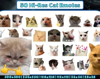 50 Cat Emotes for Kick, Tiktok, Twitch | Discord Emotes | Twitch Emote | Emotes for streamers and gamers | Emote pack | Static | HiRes