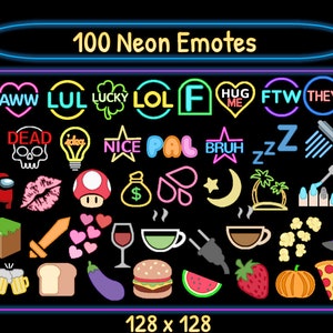 100 Animated Neon Emotes Pack for Twitch and Discord| Twitch Meme Emotes | Discord Emotes | Emotes for streamers and gamers | Emote pack