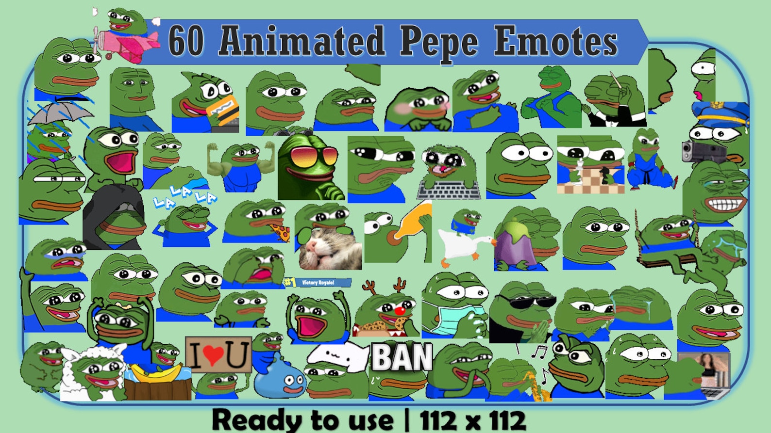 60 Animated Pepe Emotes Pack for Twitch and Discord 1 Etsy